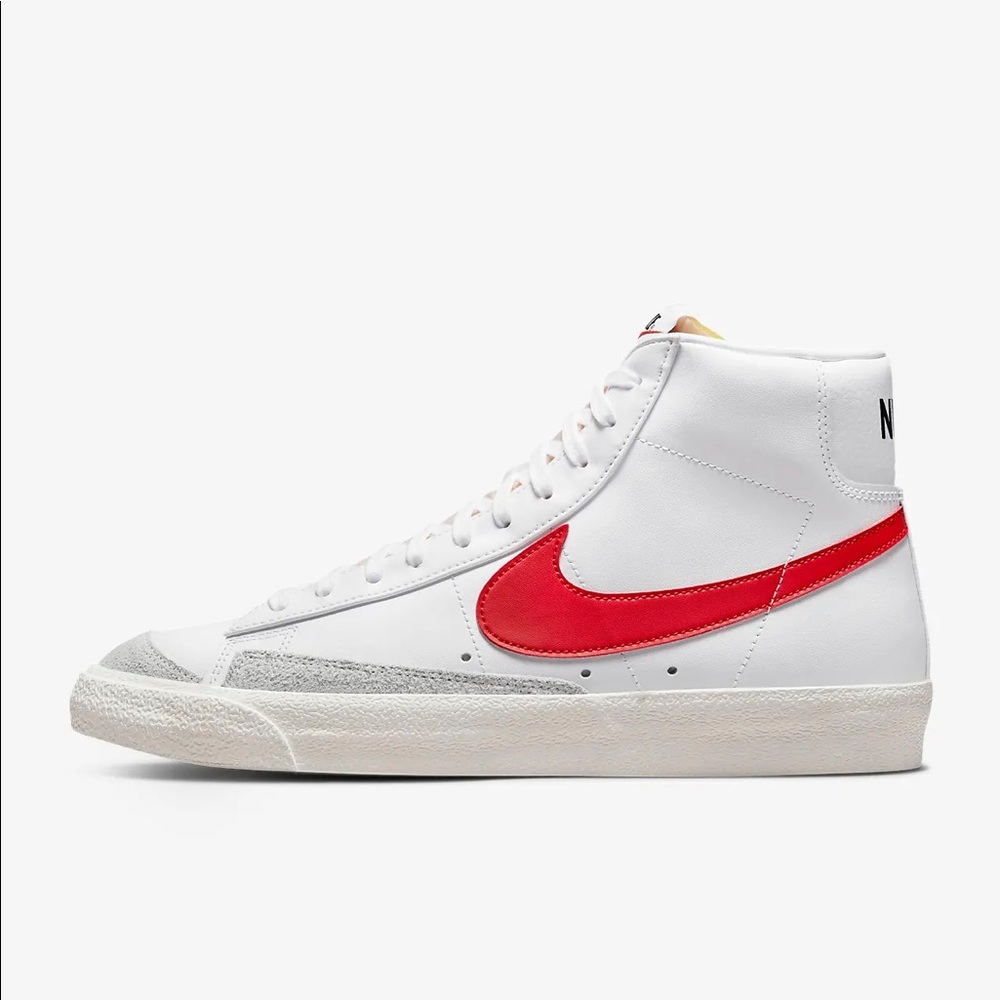 Nike Women's White High-Top Sneakers with Red Swoosh